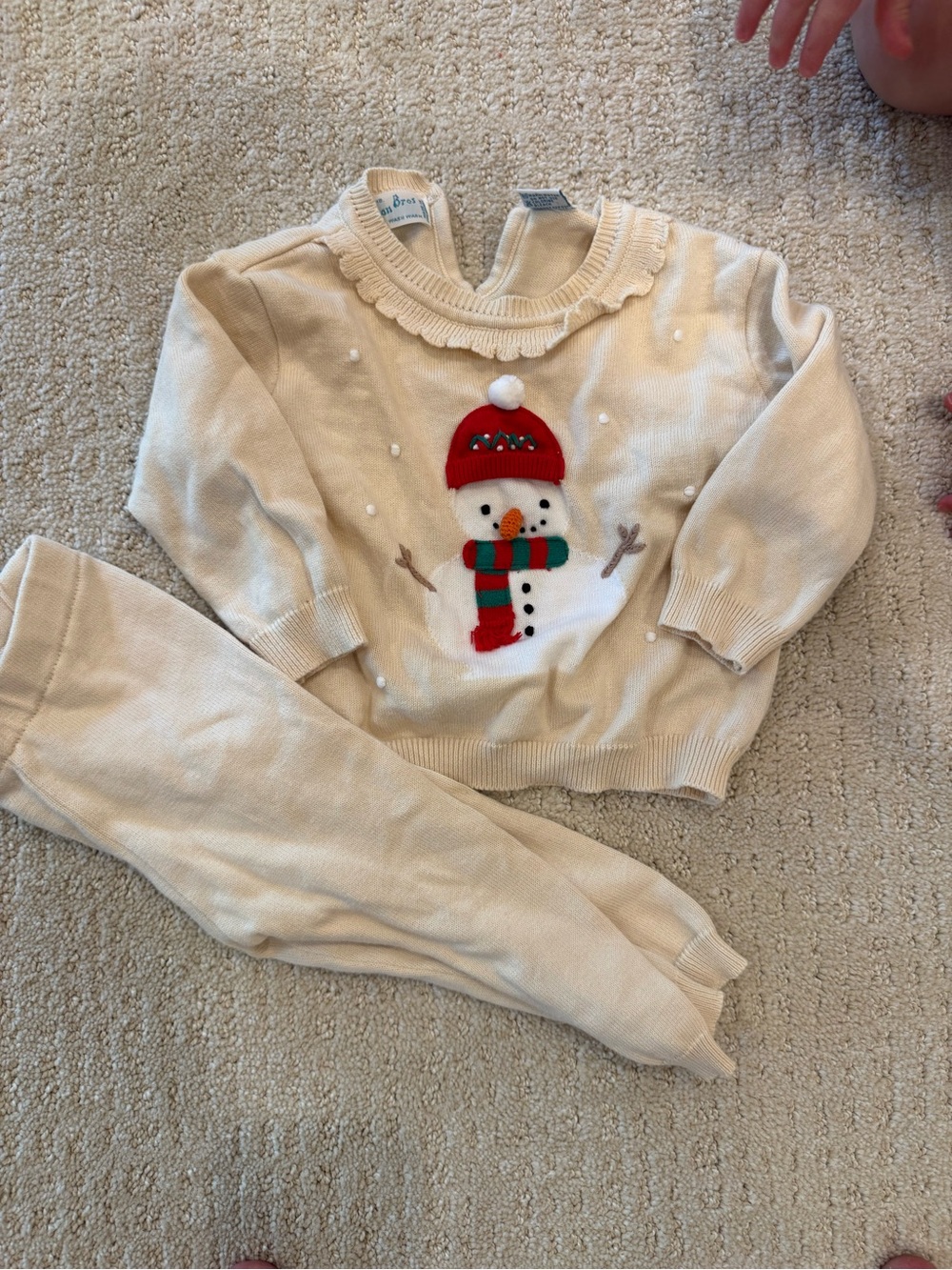 Feltman brothers Cream Kids Snowman Sweater Set